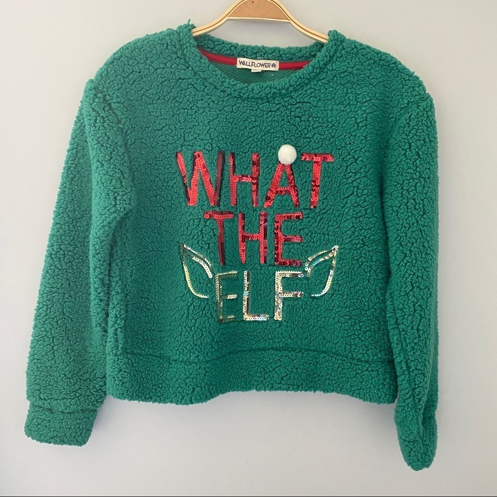 Wallflower Fuzzy & Soft Christmas Green Women Ugly Sweater - Size Small